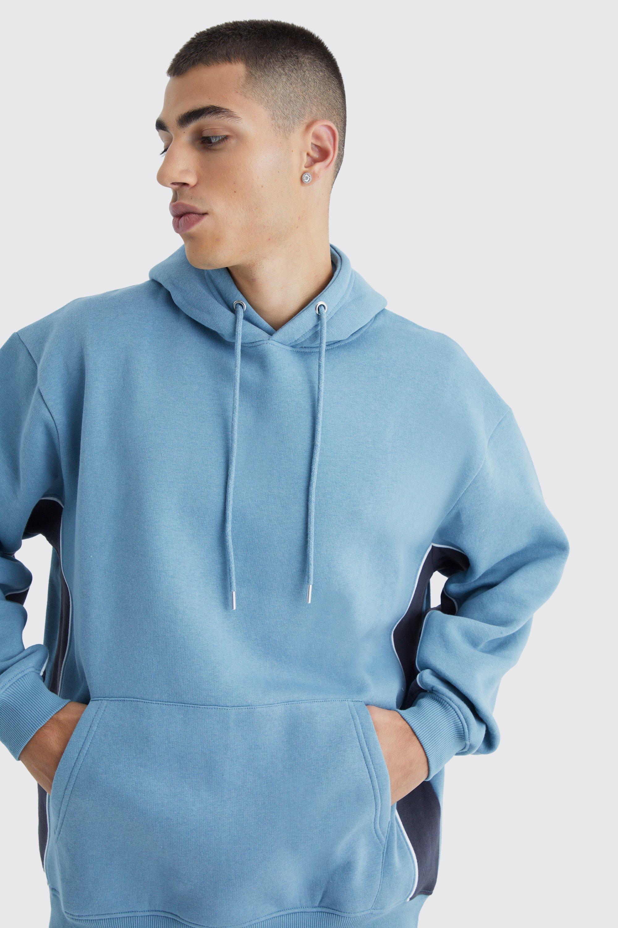 Oversized Colour Block Piped Hoodie